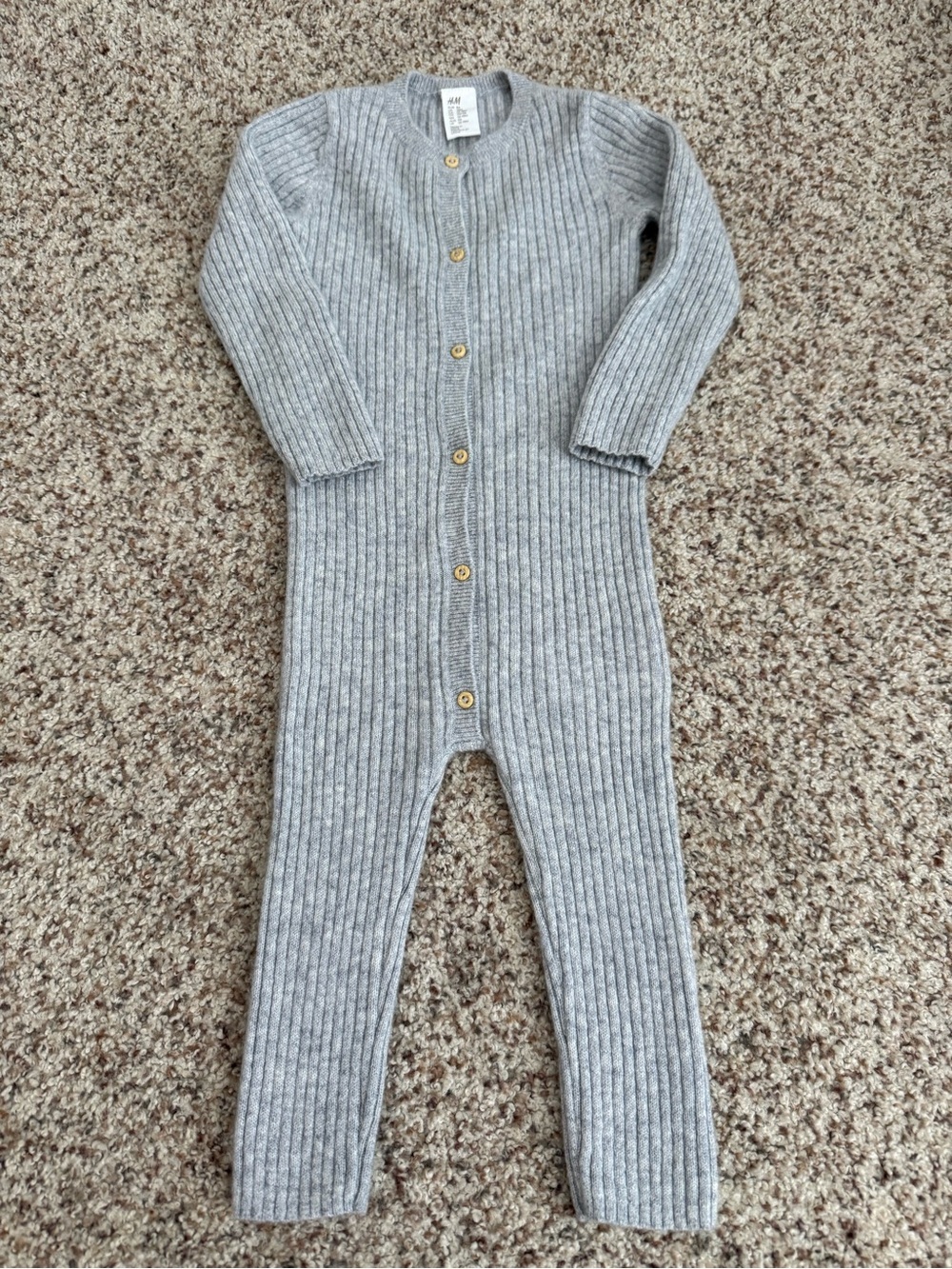 H&M Gray Cashmere Natural Fiber, Gender Neutral Baby/Toddler One-Piece Knit